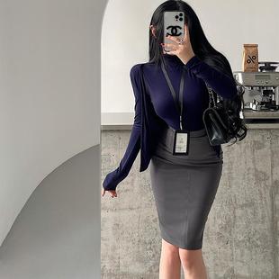 开衫 显瘦长袖 上衣两件套 背心修身 YoungGirlDay韩系纯欲风高领无袖