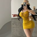 YoungGirlDay纯欲性感修身 显瘦蝴蝶结系带收腰包臀吊带连衣裙短裙