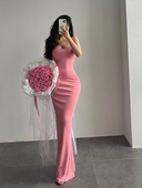 YoungGirlDay 纯欲性感修身 显瘦包臀鱼尾吊带连衣裙打底拖地长裙