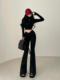 YoungGirlDay 女 长裤 欧美风高腰V形裤 腰紧身显瘦微喇显腿长休闲裤