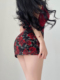 YoungGirlDay 欧美复古辣妹性感玫瑰印花高腰网纱包臀半身裙短裙