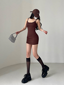 YoungGirlDay纯欲性感基础款 紧身显瘦弹力打底吊带连衣裙包臀短裙