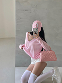 微透防晒罩衫 YoungGirlDay纯欲慵懒风大V领宽松显瘦长袖 薄款 T恤女