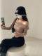 YoungGirlDay辣妹性感露肩紧身显瘦斜边下摆褶皱长袖 打底T恤上衣