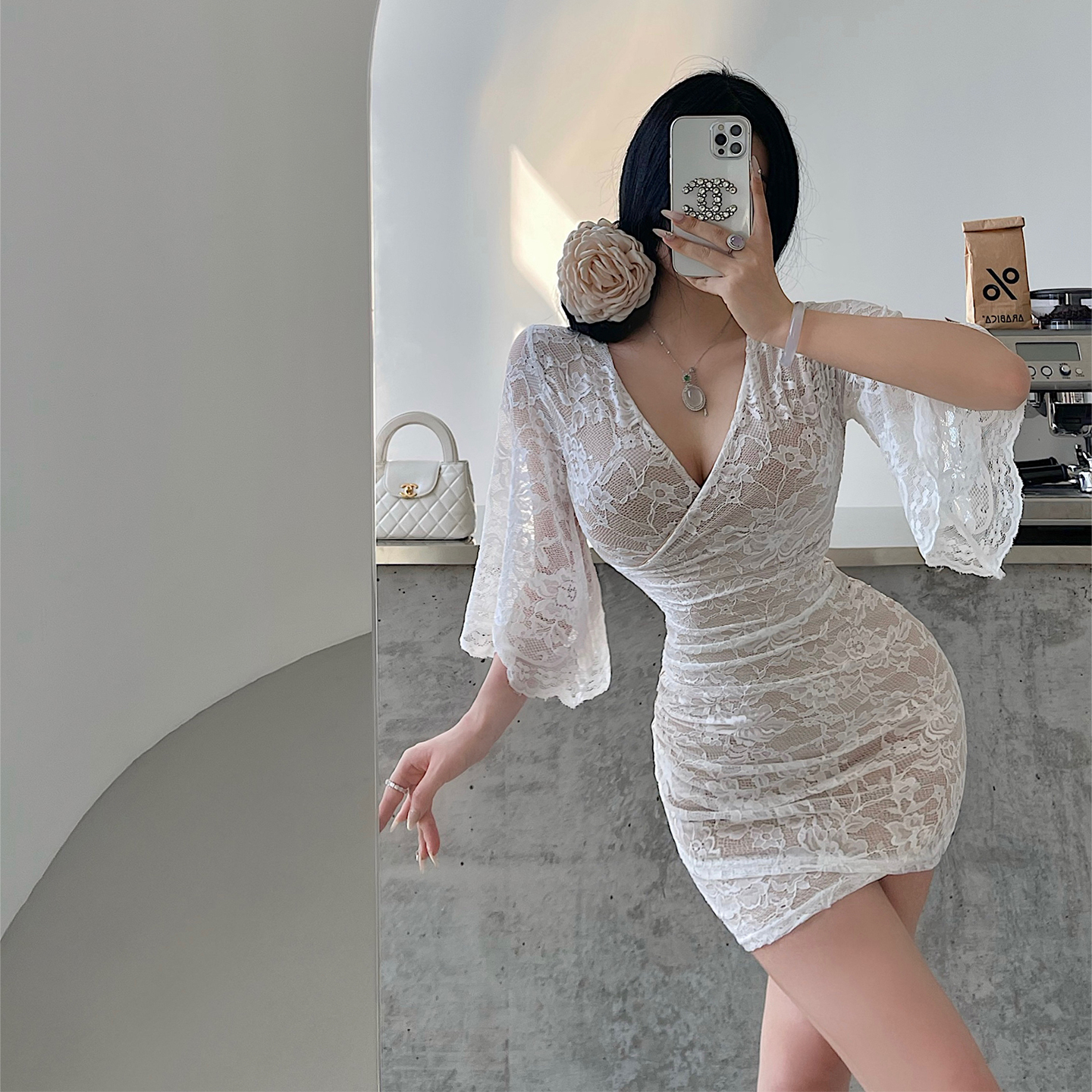 性感收腰显瘦包臀蕾丝连衣裙短裙