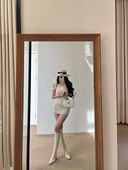 YoungGirlDay纯欲甜妹修身 斜肩不对称扭结露肩短袖 连衣裙包臀短裙