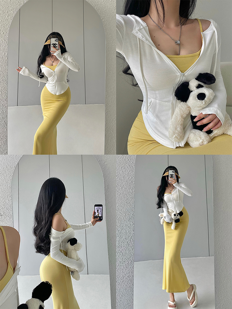 纯欲连帽抽绳拉链开衫防晒外套