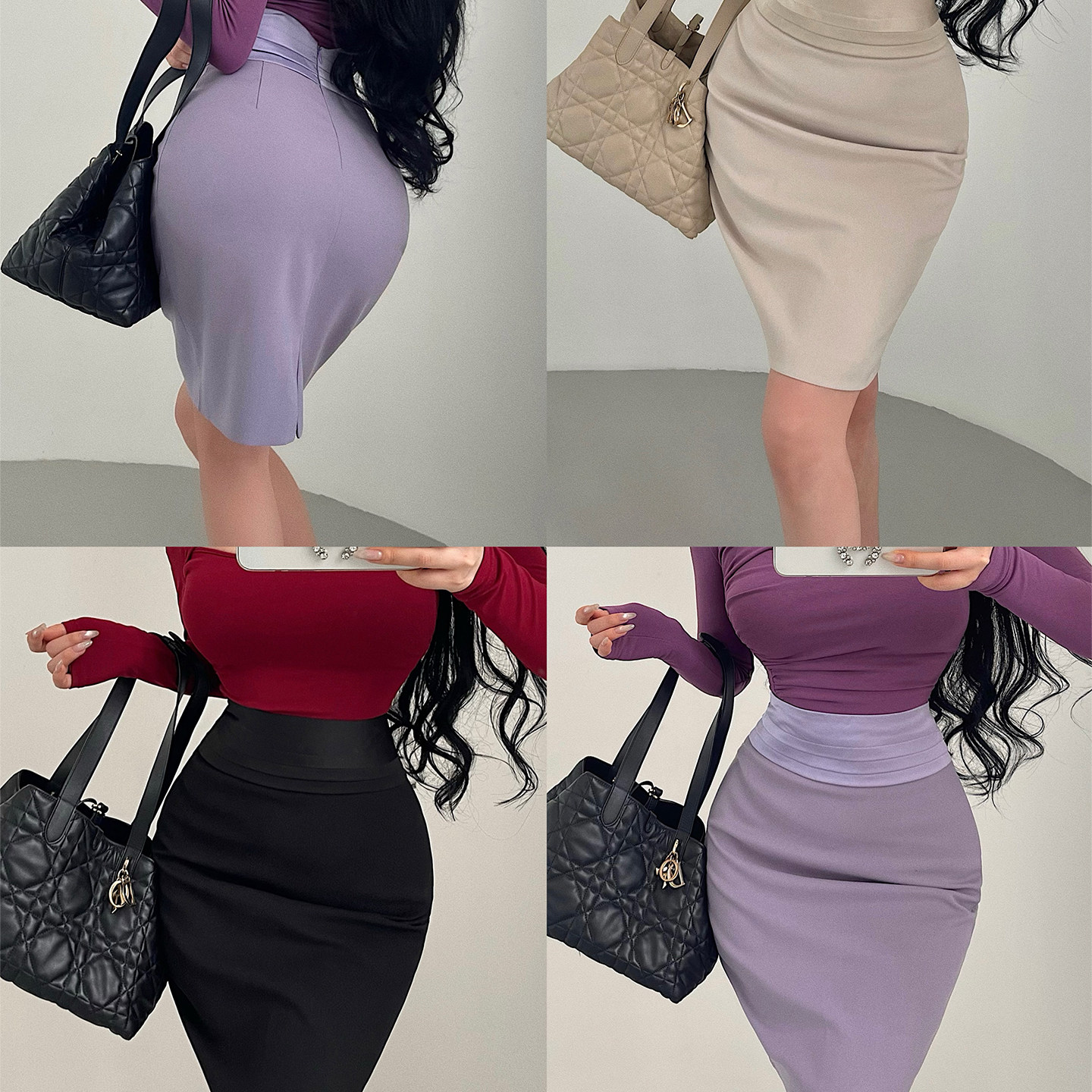 YoungGirlDay韩系纯欲性感OL高腰拼接褶皱后开叉中长款包臀半身裙,女装/女士精品,半身裙,淘宝优惠券,粉丝福利购,淘宝优惠卷