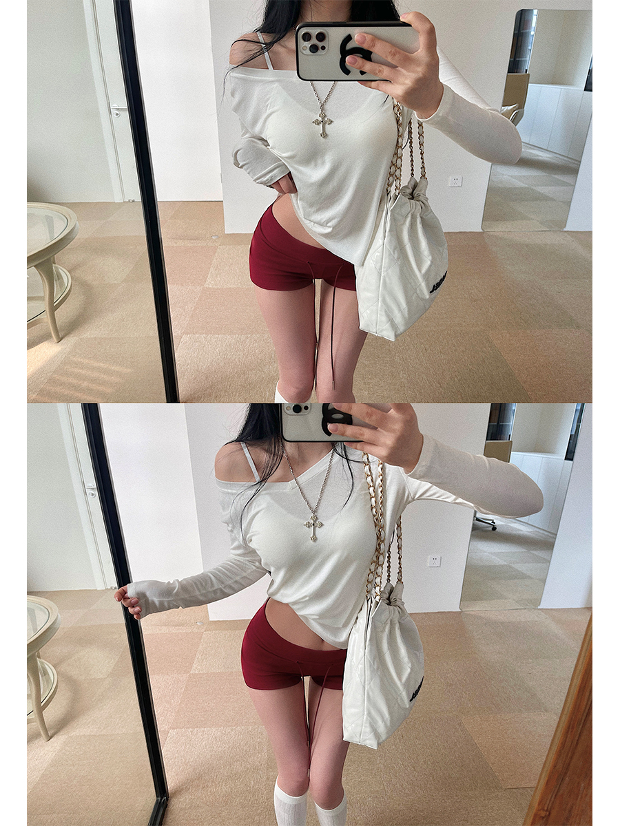 YoungGirlDay 纯欲慵懒风V领宽松显瘦长袖薄款微透防晒罩衫上衣女