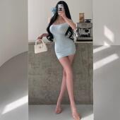 YoungGirlDay纯欲辣妹性感一字肩紧身显瘦收腰抹胸包臀连衣裙短裙