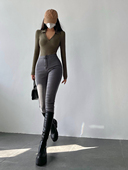 YoungGirlDay欧美高腰紧身显瘦提臀弹力加绒加厚小脚牛仔裤 铅笔裤