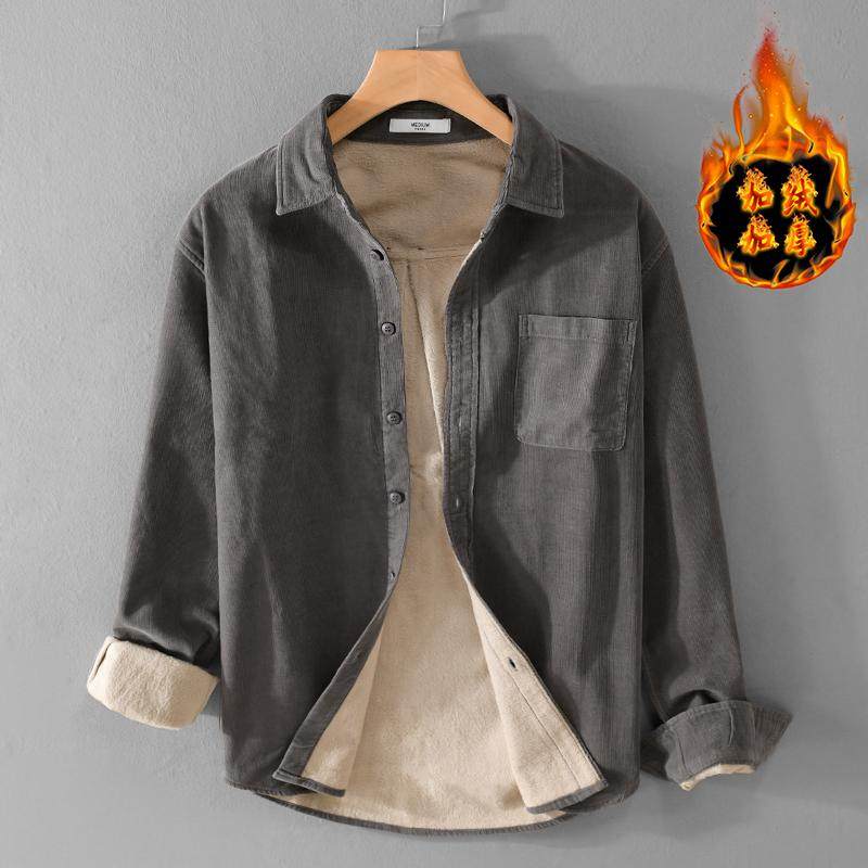 复古休闲灯芯绒长袖衬衫帅气质高级感韩时尚潮流加绒加厚保暖外套,男装,衬衫,淘宝优惠券,粉丝福利购,淘宝优惠卷