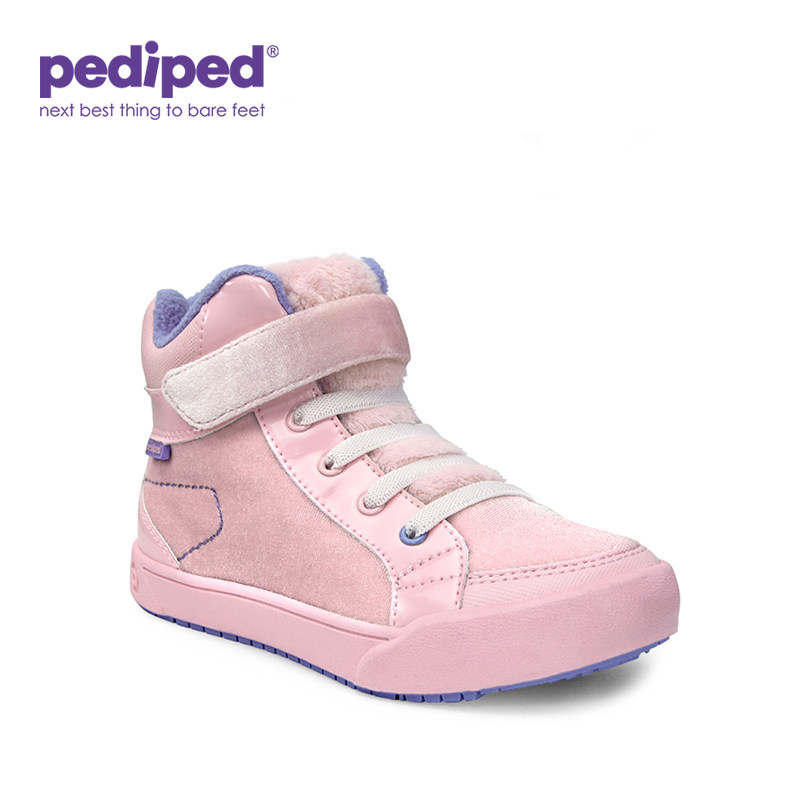 pediped派迪派冬季新款儿童板鞋加绒高帮马丁靴防滑耐磨女童棉鞋