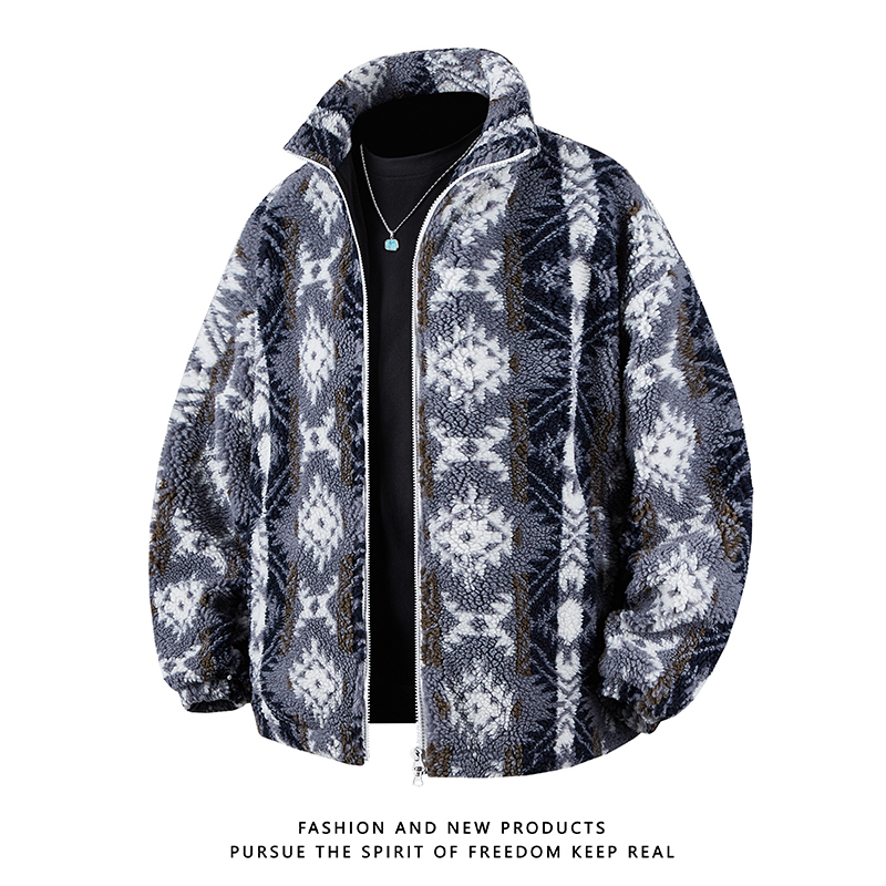 2025冬装羊羔毛棉衣立领棉袄大码保暖外套XZ415-YG608P135，男装棉衣，星座415