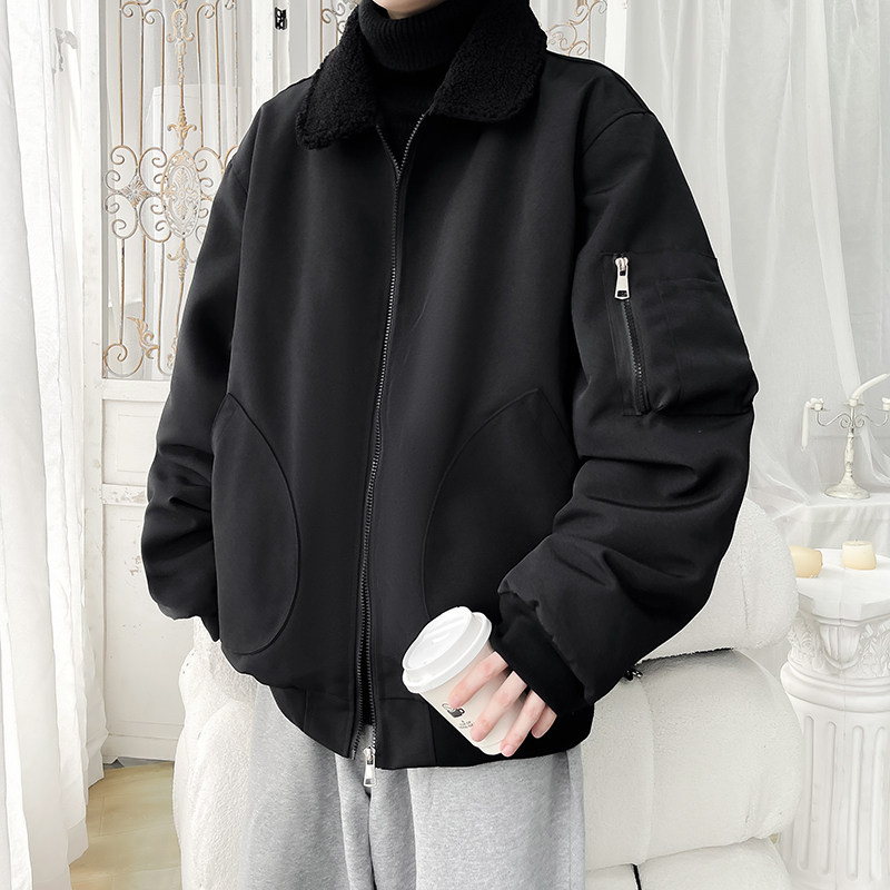 2025港风羊羔毛棉衣冬装保暖棉袄男装大码外套XZ415-M011P120，男装棉衣，星座415