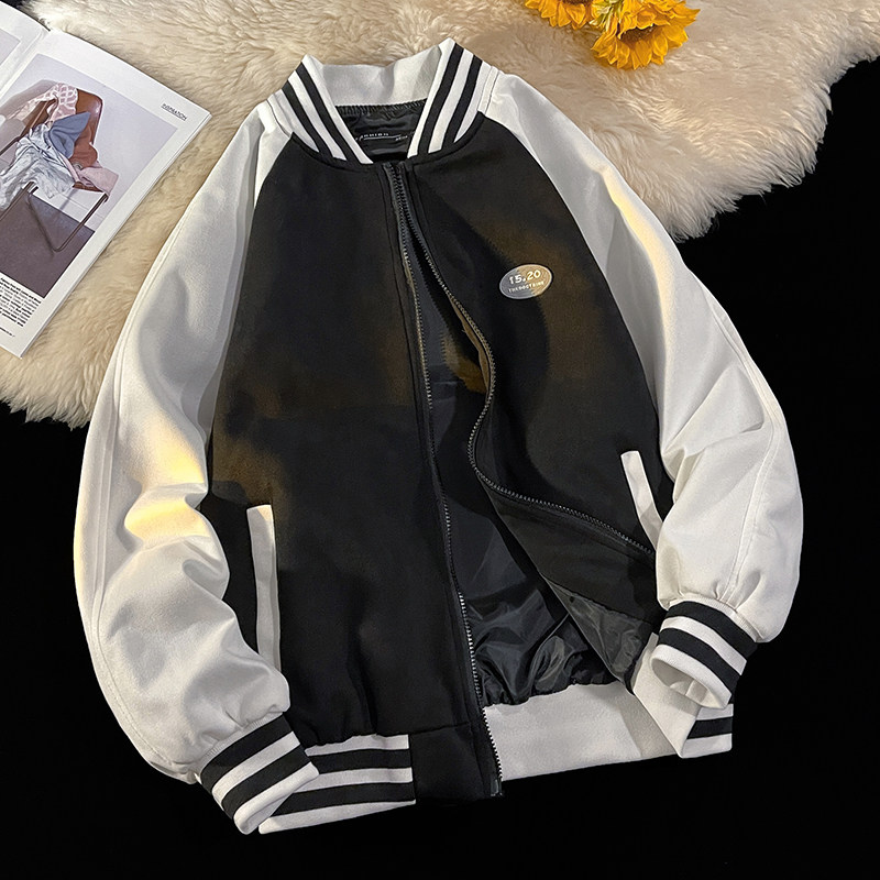毛毯2023春季麂皮绒棒球服男士夹克美式外套男DSA012A-JK521P70,男装夹克,星座415