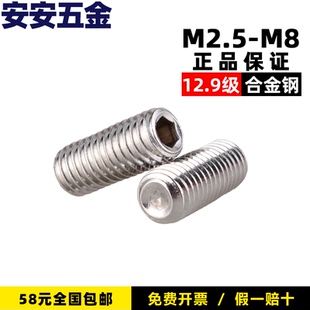 M2.5M3M4M5M6M8里12.9级高强度凹端镀镍紧定DIN916白色内六角顶丝