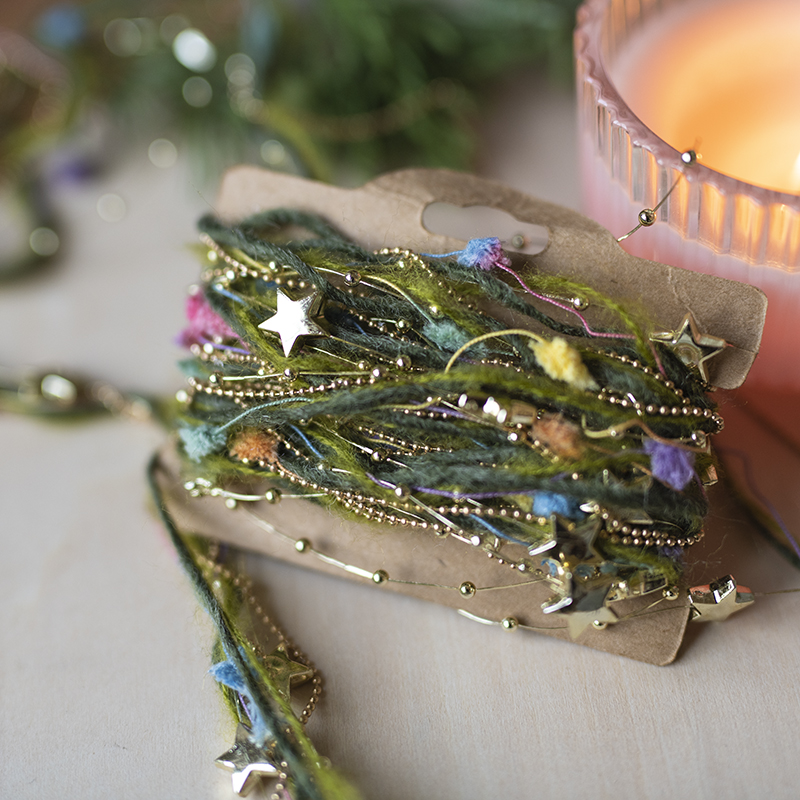 2023圣诞节挂件装饰 星星珠链丝带装饰圣诞树装扮 节日氛围diy
