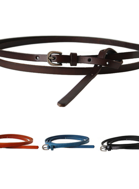 真皮女士皮带细腰带绕两圈时尚韩版打结双圈装饰带头层牛皮