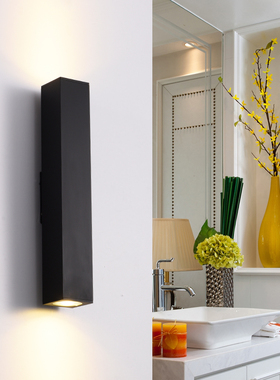 室内电视背景墙壁灯简约双头方形 时尚酒店过道床头展厅装饰壁灯