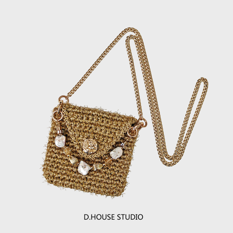 DHOUSE原创25年冬轻奢复古编织MIXFlip小折叠屏手机包 黄金海岸