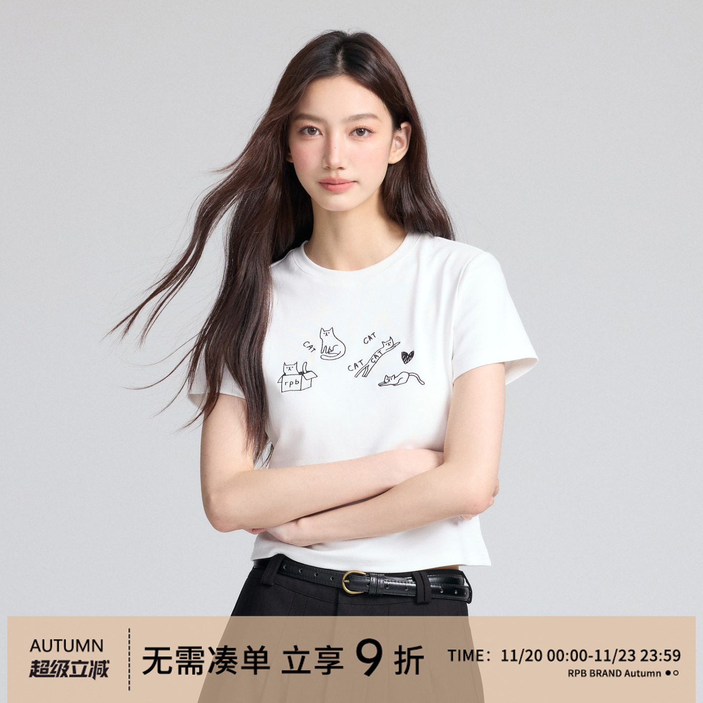 刺绣常规棉潮短袖正肩