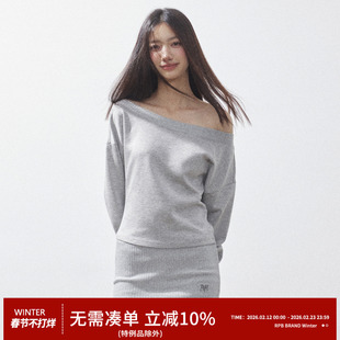 RPB BRAND松弛感斜肩一字肩卫衣短裤卫裤慵懒美式辣妹显瘦套装