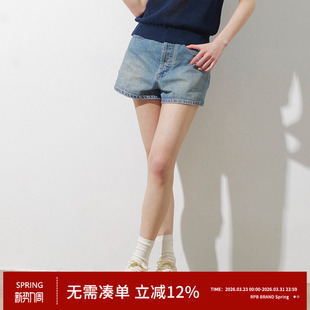 女显瘦百搭直筒热裤 RPB 复古水洗做旧纯棉牛仔短裤 美式 BRAND