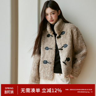 RPB 牛角扣羊羔毛绒毛呢外套 BRAND细腻毛绒韩系保暖厚实立领短款