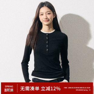 T恤针织打底衫 RPB 亨利领假两件长袖 薄款 外穿内搭显瘦上衣 BRAND