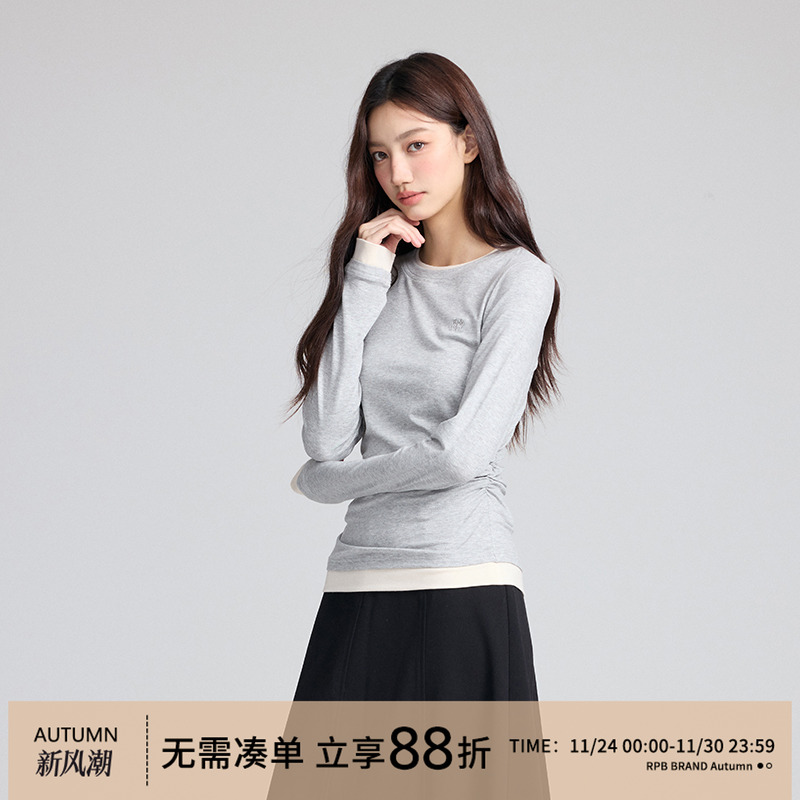 RPBBRAND修身圆领长袖T恤