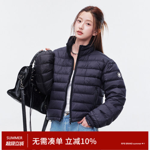 RPB BRAND美式显瘦立领短款90白鸭绒排骨羽绒服女保暖外套轻冬季