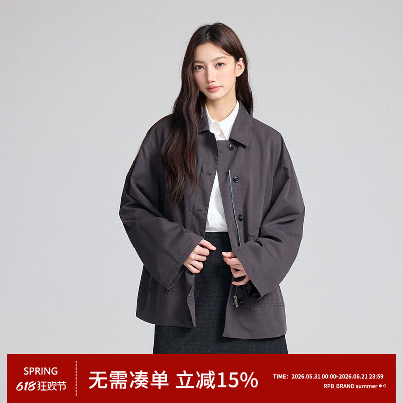 RPB BRAND超飒cleanfit高级感通勤工装宽松中长款夹克风衣外套春