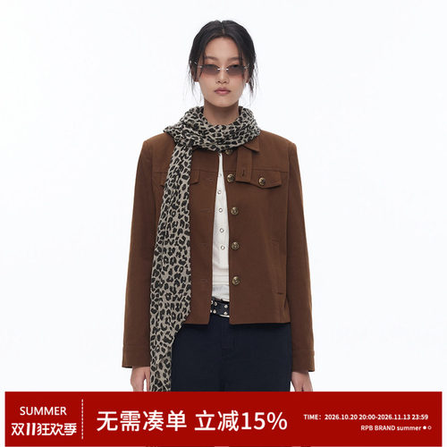 RPB BRAND 美式复古立领短外套女修身显瘦百搭小众设计感夹克