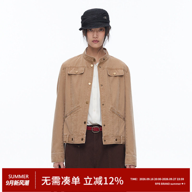 RPB BRAND酵洗蜡染牛仔韩版正肩短款百搭显瘦夹克休闲上衣外套图片