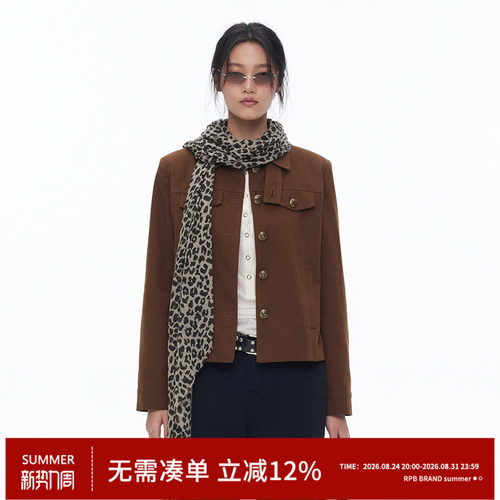 RPB BRAND 美式复古立领短外套女修身显瘦百搭小众设计感夹克