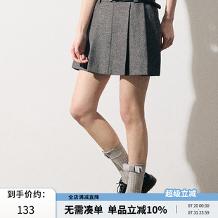 RPB 高腰顯瘦A字半身裙 新款 BRAND學(xué)院風(fēng)百褶裙女可愛春季
