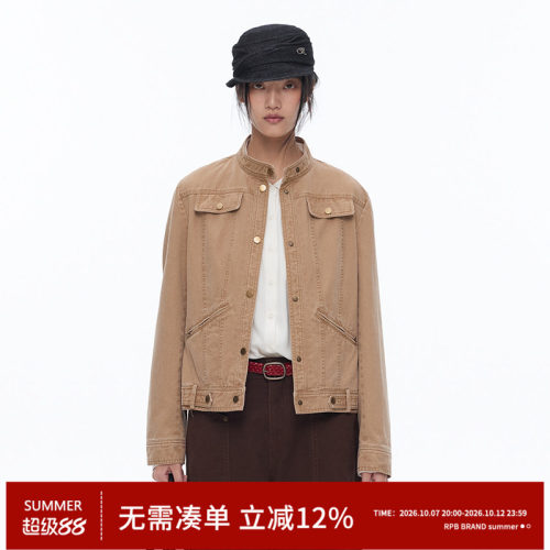 RPB BRAND酵洗蜡染牛仔韩版正肩短款百搭显瘦夹克休闲上衣外套