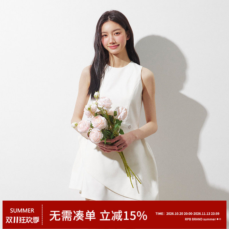 RPB BRAND连衣裙简约百搭纯色无袖半身裙女春夏新款高腰显瘦A字裙