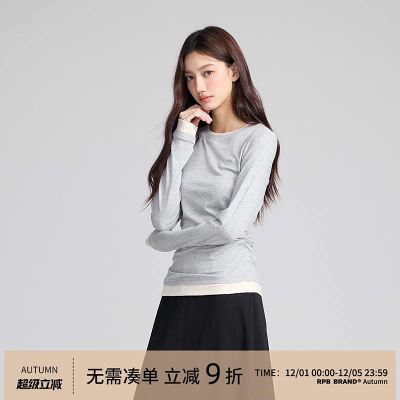 RPBBRAND修身圆领长袖T恤