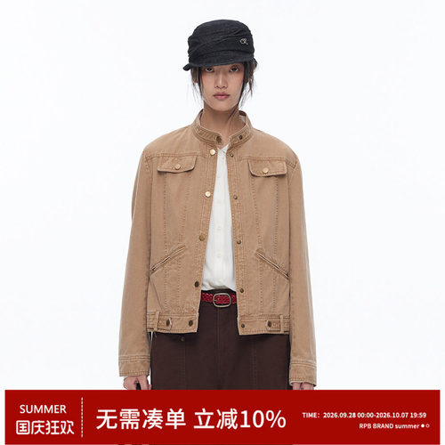 RPB BRAND酵洗蜡染牛仔韩版正肩短款百搭显瘦夹克休闲上衣外套