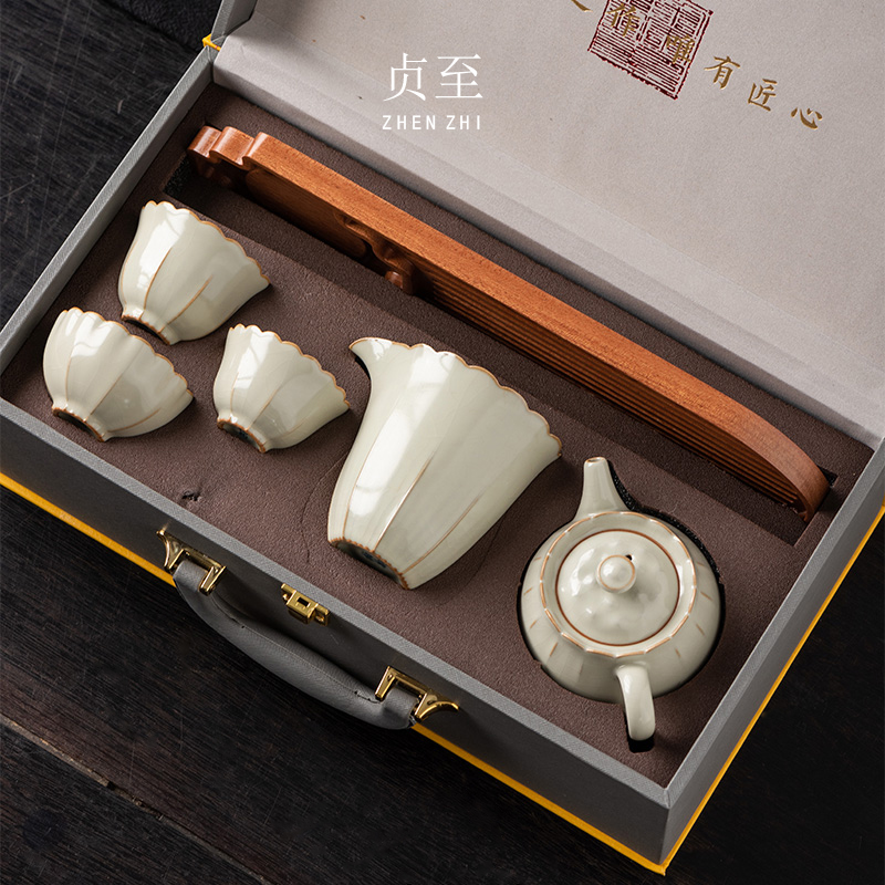 汝窑茶具套装可养开片高档送礼