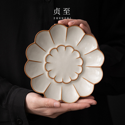 柏韵汝窑壶承冰裂釉果盘点心盘