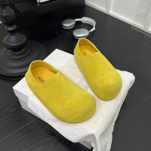 欧洲站磨砂皮平底勃肯鞋女2026新款一脚蹬懒人单鞋全包两穿豆豆鞋