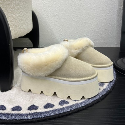 超轻羊毛厚厚底增高7厘米雪地靴女2025年时尚休闲一脚蹬加绒棉靴