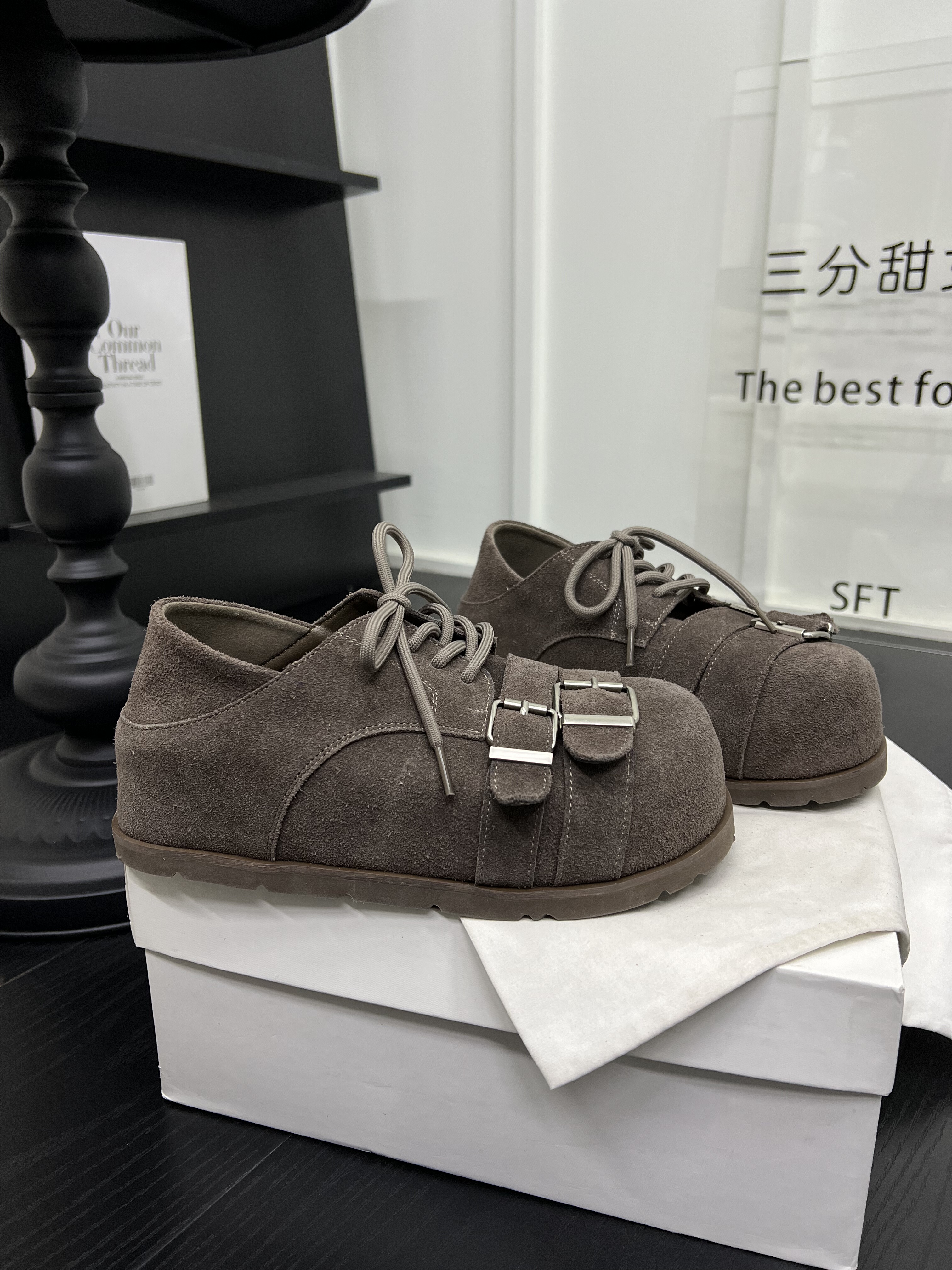 复古真皮平底内增高皮带扣休闲鞋女2026新款百搭圆头系带ins单鞋,女鞋,深口单鞋,淘宝优惠券,粉丝福利购,淘宝优惠卷