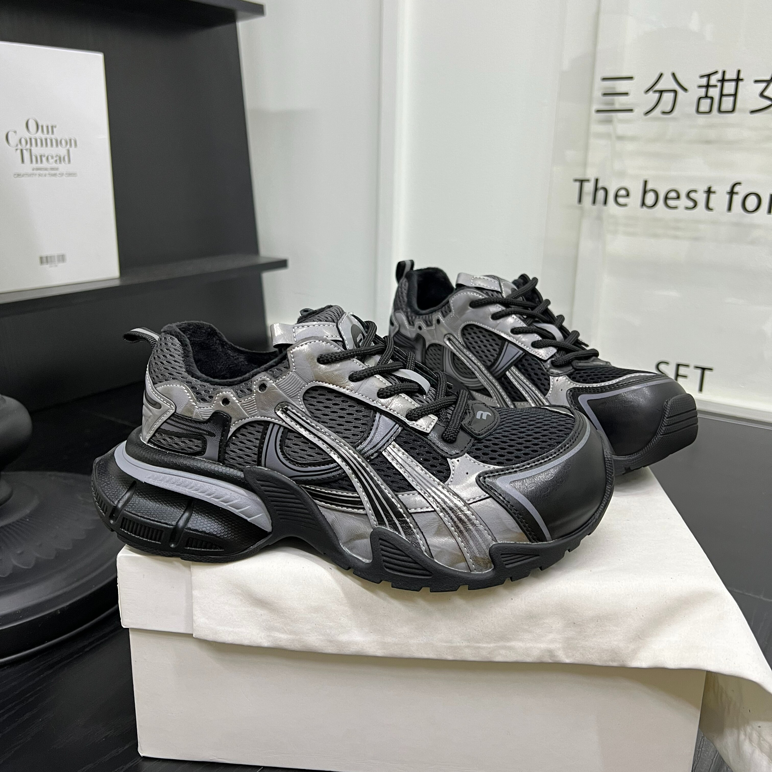 超火真皮厚底增高加绒户外老爹鞋女2025冬新款透气运动跑步鞋棉鞋