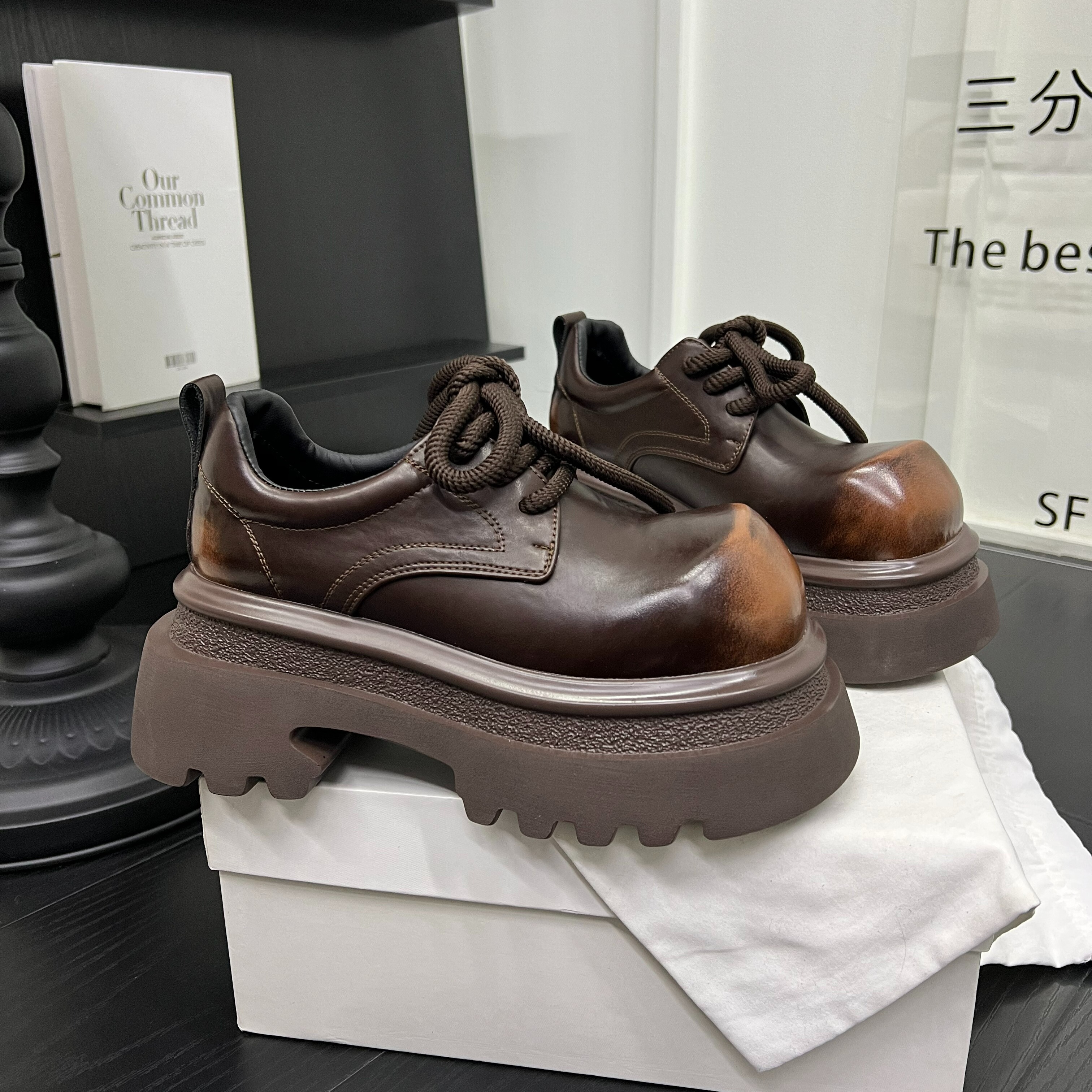 欧洲站真皮厚底增高德比鞋女2025冬新款百搭系带小皮鞋JK乐福鞋潮