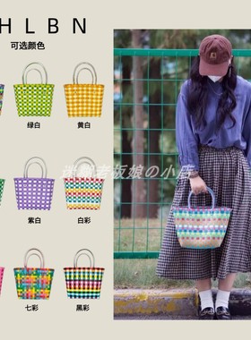 高级感大容量野餐篮PP草编包手提编织包伴手礼菜篮子手拎包包女