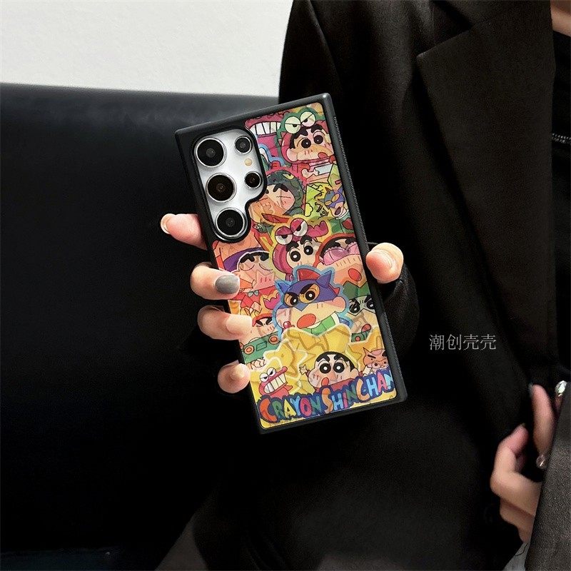 3D变图跳起蜡笔小新适用三星s25ultra方形手机壳Galaxy S26Ultra创意s23plus高级感S23全包S24幻影s26+潮男女